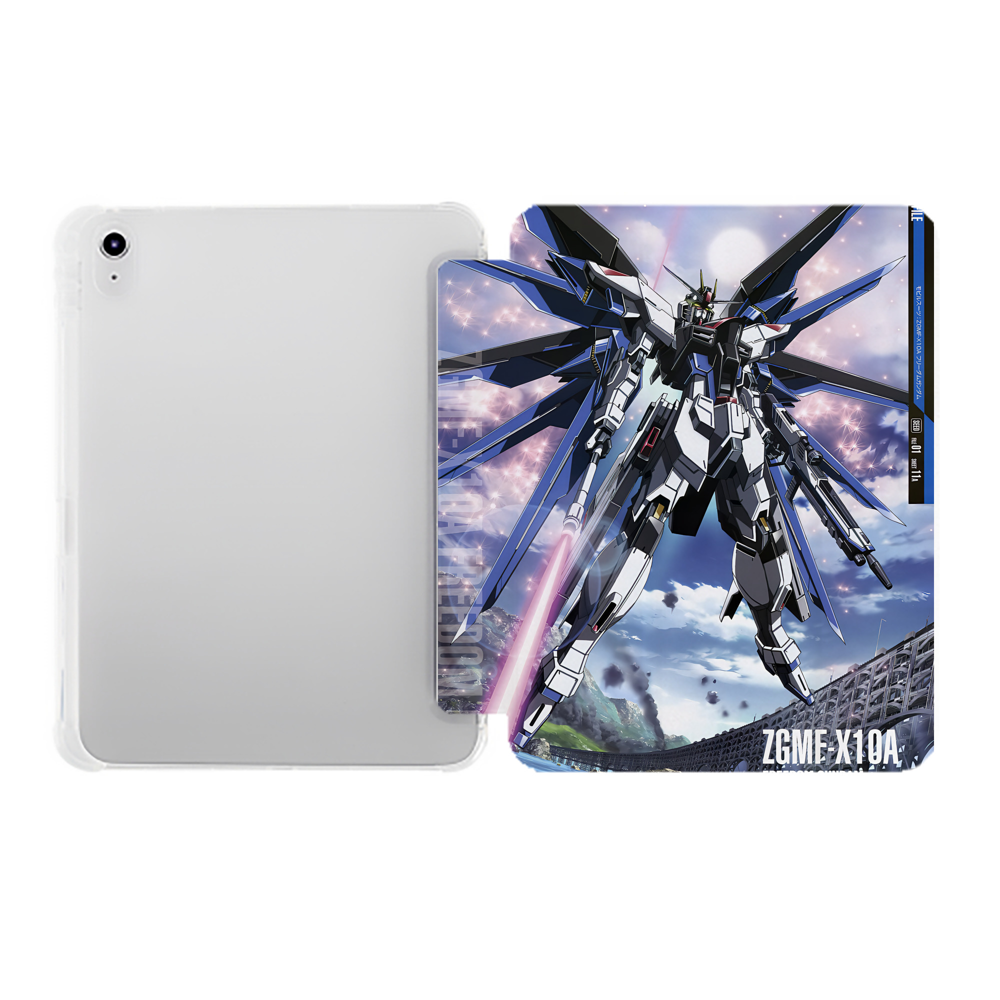 （画像用） 機動戦士ガンダム Mobile Suit Gundam IPad ケース ペン収納付き 三つ折りスタンド PUレザー×シリコン 対応機種9.5/10.5/10.9インチ